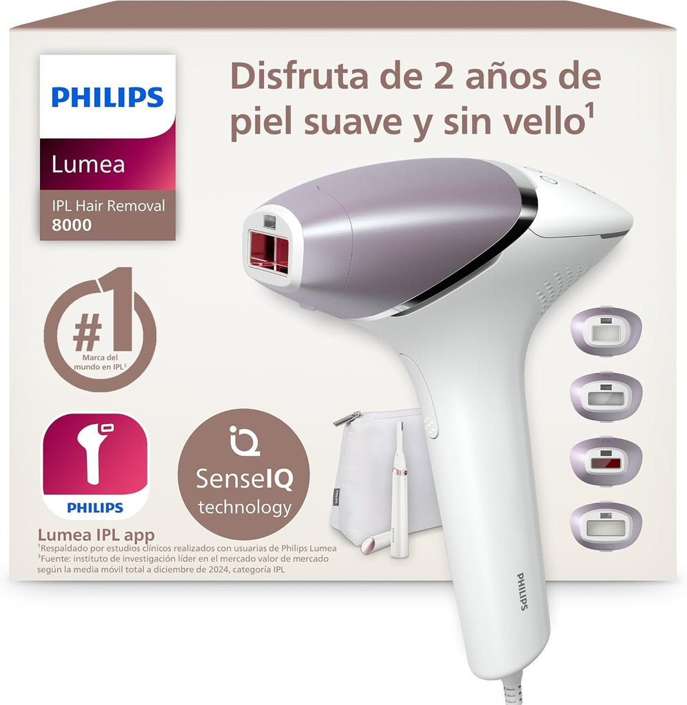 Philips Lumea Serie 9900 IPL - Depiladora con Inteligencia Artificial y 4 Accesorios, La Philips Lumea Serie 9900 es la depiladora IPL más avanzada de Philips. Incorpora tecnología SkinAI que analiza