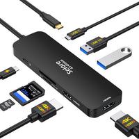 USB C Docking Station Dual HDMI Monitor, USB C to Dual HDMI Adapter with 2HDMI Ports, PD Charging, SD/TF, USB A&C 3.0 Po