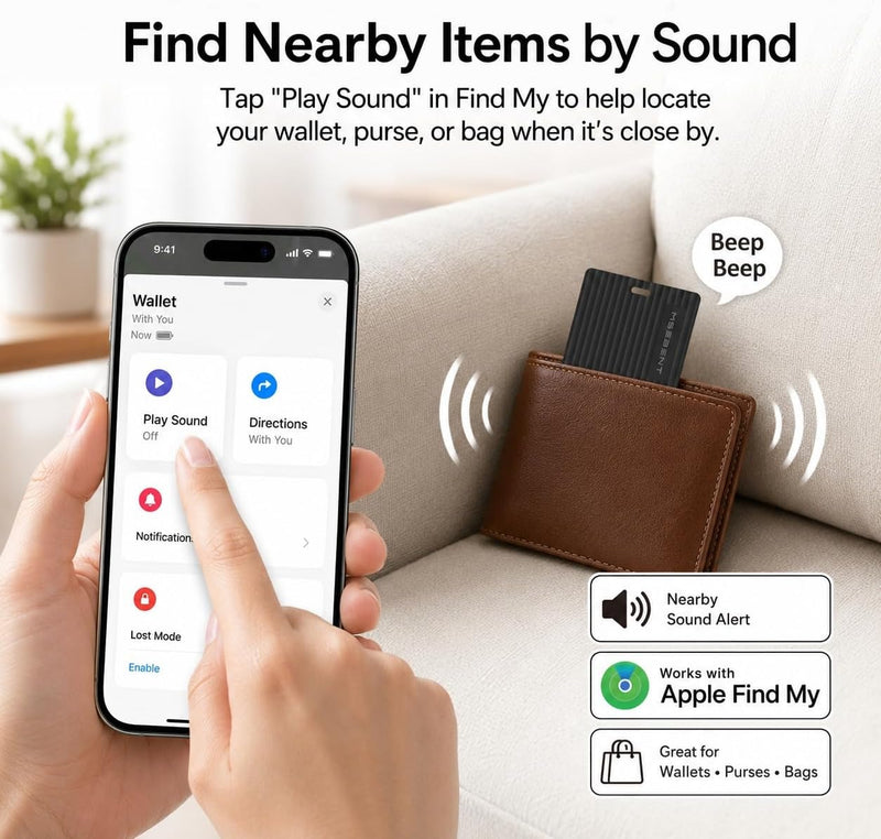MSEBENT Wallet Tracker Card, Apple MFi Certified