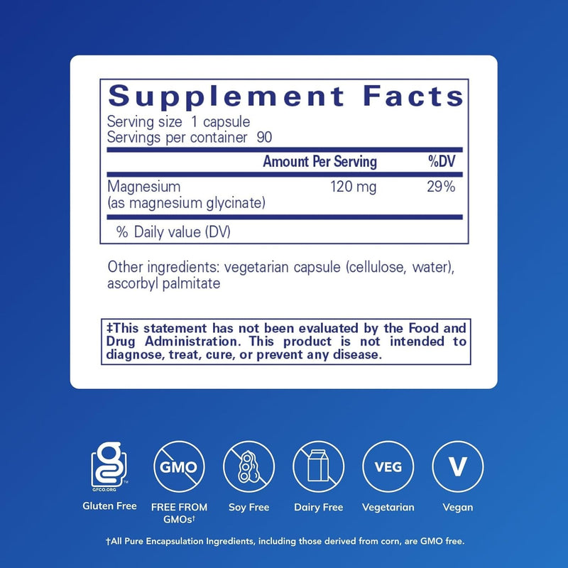 Pure Encapsulations Encapsulaciones puras - Magnesio (glicinado), ✅ Suplementos para la salud del corazón: esta cápsula de glicinato de magnesio activa las en ✅ Apoyo energético y óseo: el magnesio ap