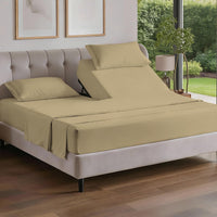Flex Top Split Head King 4 Piece Sheet Set - Ultra-Soft, Breathable - Beige