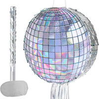 WERNNSAI Disco Ball Piñata, Disco Party Decorations, Sparkle Silver