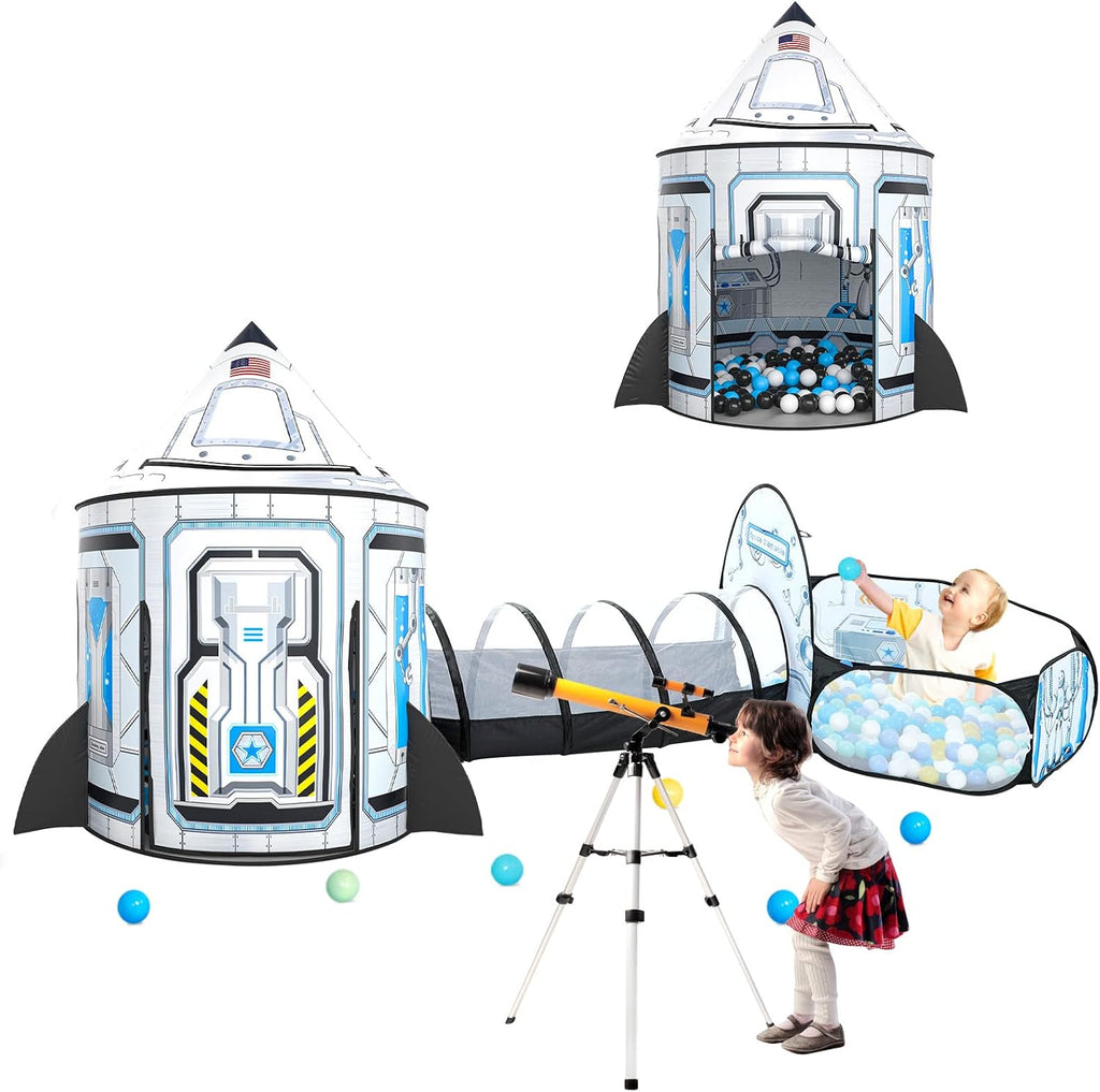 3pc Kids Play Tent for Girls with Ball Pit, Crawl Tunnel, Princess Tents for Toddlers, Baby Space World Playhouse Toys (