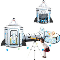 3pc Kids Play Tent for Girls with Ball Pit, Crawl Tunnel, Princess Tents for Toddlers, Baby Space World Playhouse Toys (