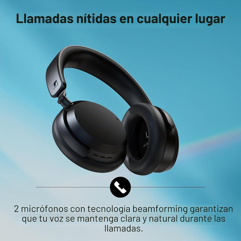 Sennheiser ACCENTUM Wireless Bluetooth Headphones – Hybrid ANC Noise Cancelling, 50‑Hour Battery, Lightweight Over‑Ear Design, Clear Calls, Travel & Work Headset, White
