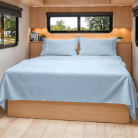 Short Queen Size 4 Piece Bed Sheet Set - RV Short Queen Sheets - Sky Blue
