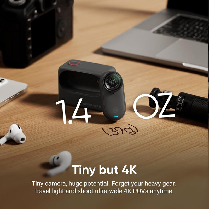Insta360 GO 3S 64GB - Black — Cámara vlogging 4K manos libres, resistente al agua