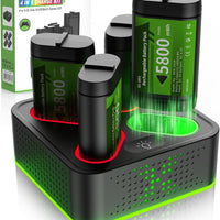 NBSoul Rechargeable Battery Pack for Xbox One/Series X/S,4 x 5800mWh Rechargeable Batteries with RGB Charger Station,Fas