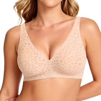OEAK Womens Jelly Bras Wireless Deep V Comfy Push Up Tshirt Bras Leo S