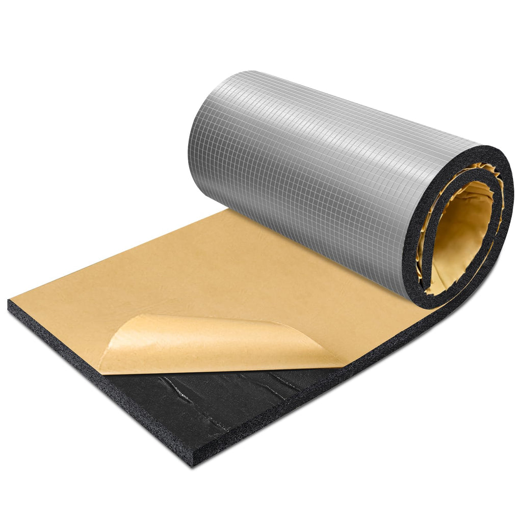 TroyStudio Sound Proof Closed Cell Foam, Self-Adhesive 13" x 39" Heat Shield Acoustic Rubber Foam Sheet - Waterproof Noise Vibration Thermal Insulation Roll for Home, Car, HVAC, Pipe, Machine