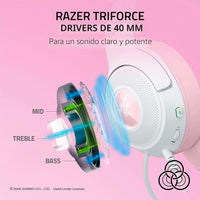 Razer Kraken Kitty V2 USB Wired Headset: Hello Kitty Ears - Chroma RGB Stream Reactive Lighting, HyperClear Cardioid Mic, 7.1 Surround Sound, Triforce 40mm Drivers - Hello Kitty Edition