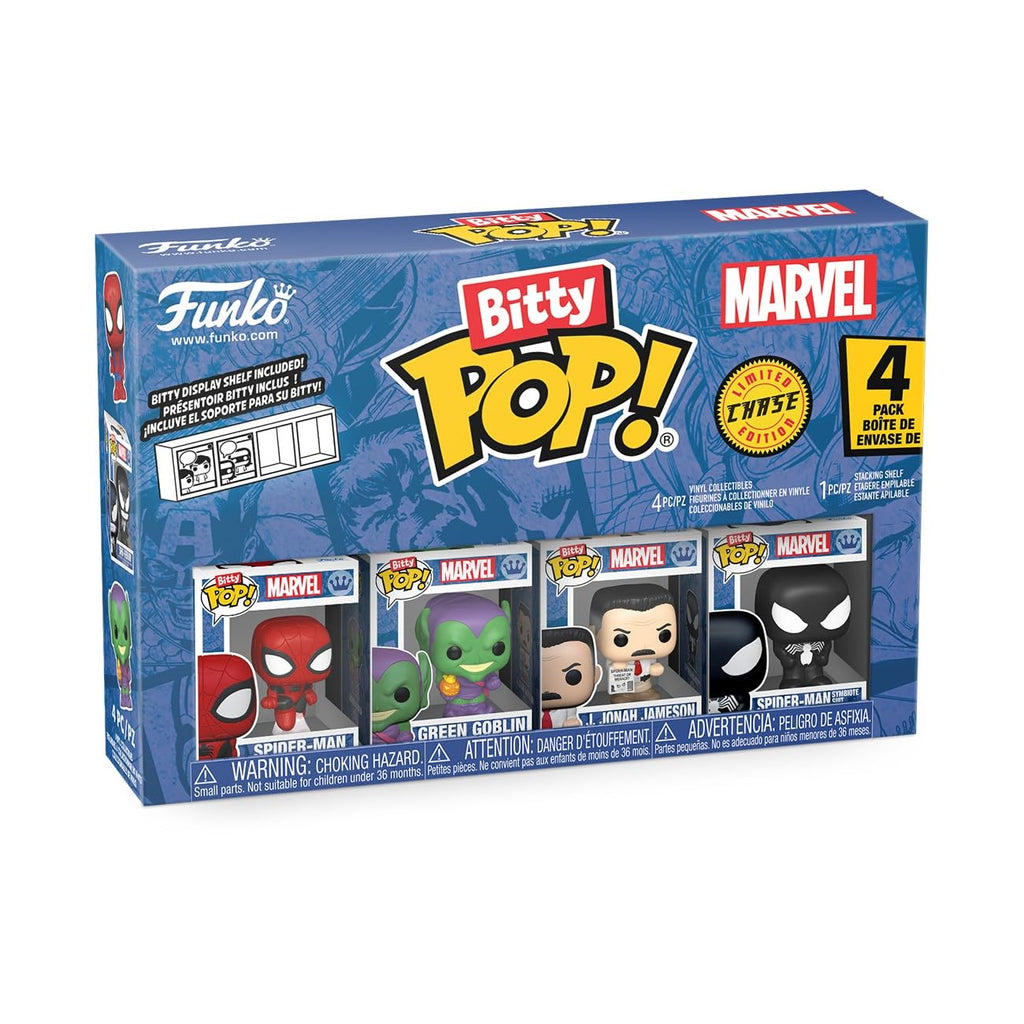 Funko Pop! Bitty Spider-Man Pack: Spider-Man, Green Goblin, J Jonah Jameson y Figura Chase