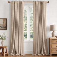 MIULEE 100% Blackout Linen Curtains for Bedroom 40W x 90L Linen 2 Panels