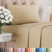 Twin Size 3 Piece Sheet Set - Breathable & Cooling Sheets - Heathered Tan
