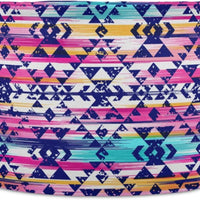 LEANSHSA Colorful Aztec Print Collapsible Round Storage Basket with Handles