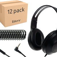 Eduvy Bulk Headphones for Classroom with Microphone, Heavy-Duty School Pack Wired Headphones for Students. Teacher Must