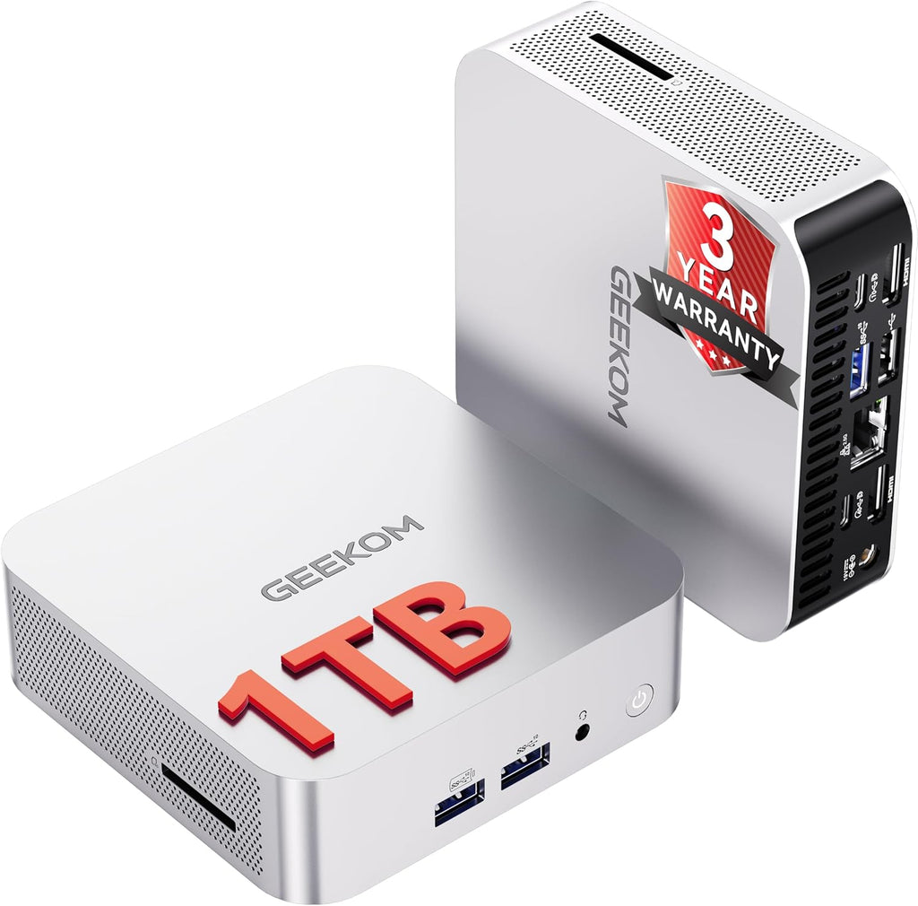 GEEKOM A8 Mini PC, Ryzen 7 8745HS, 32GB DDR5 Upgradeable RAM, 1TB SSD