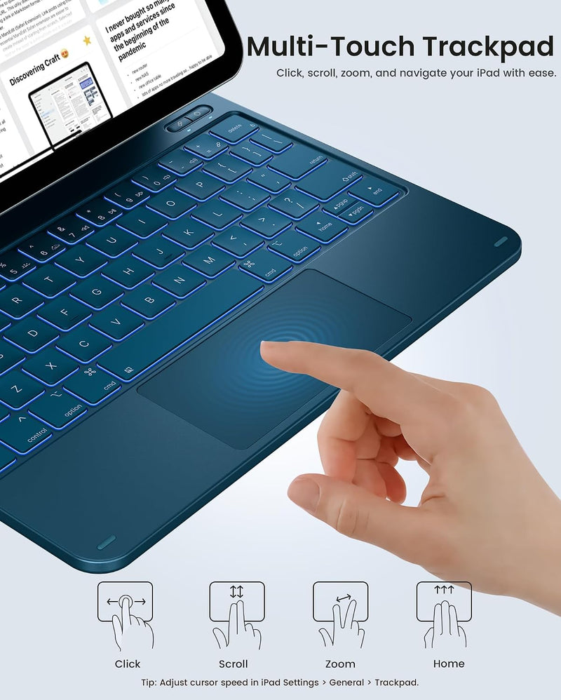 Funda con Teclado typecase Edge para iPad 11" (A16) / 10.ª Gen - Azul Pacífico