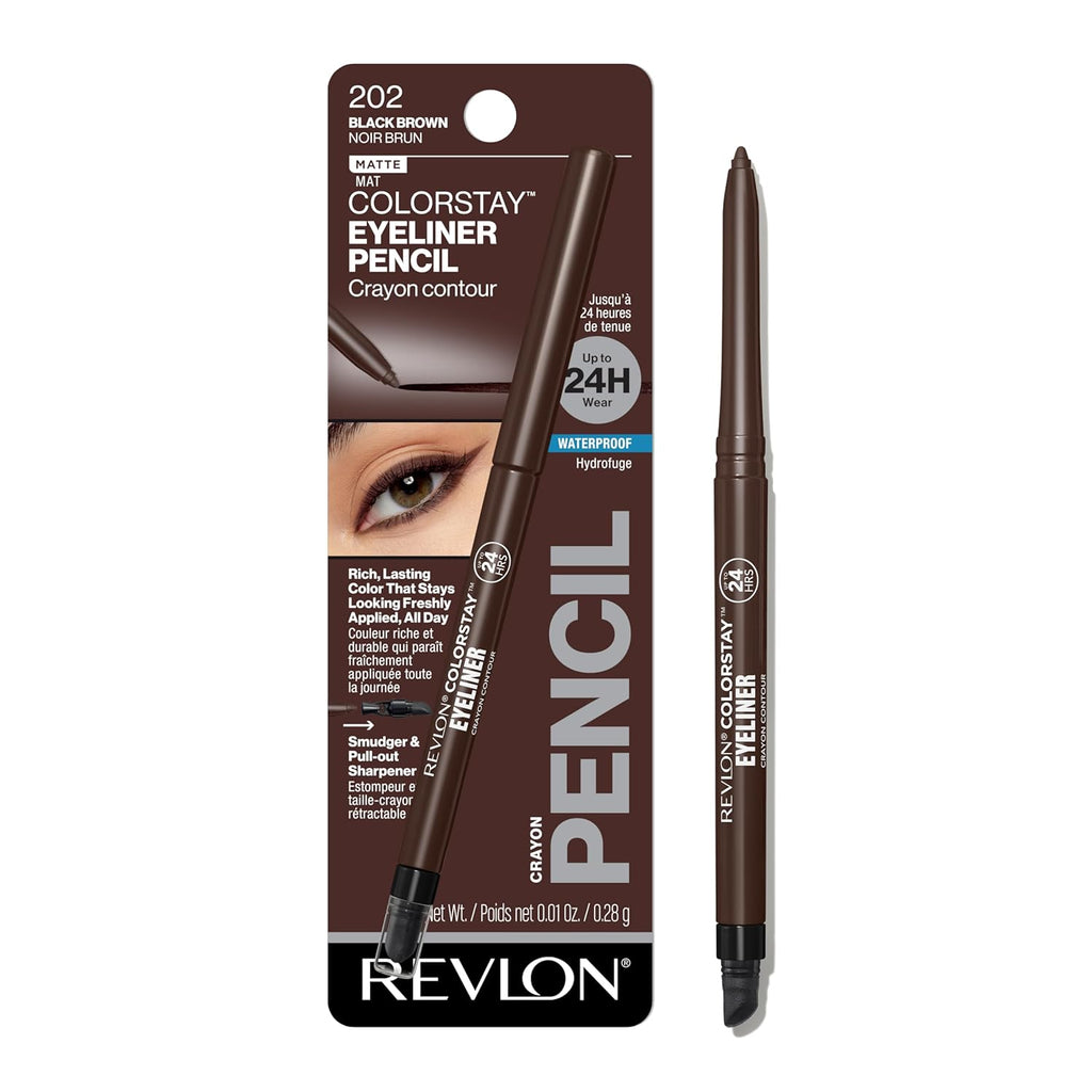 Revlon ColorStay Pencil Waterproof Eyeliner, 202 Black Brown, 0.01 oz - Jade / 0.01 Ounce (Pack of 1)