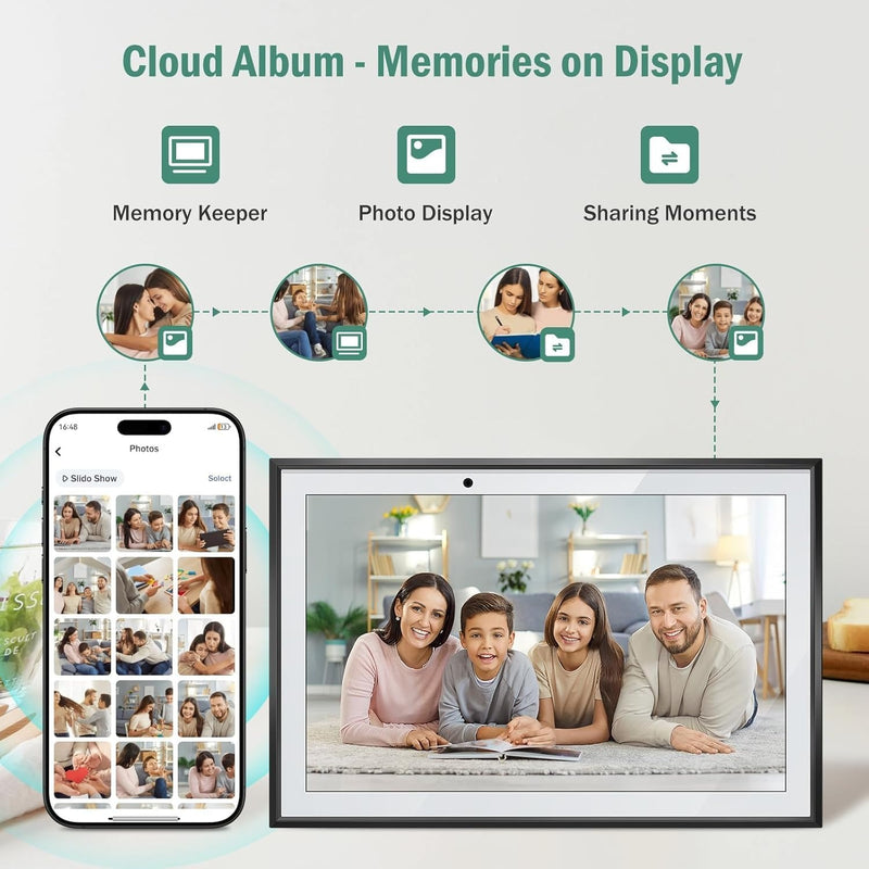 LQN WiFi Digital Calendar Smart Family Planner,Chore Charts, Achievement Rewards, AI Meal Planning, Smart Touchscreen Interactive Display for Schedules and Cloud Photo Desk Calendar Refills, 10.1'' Bl