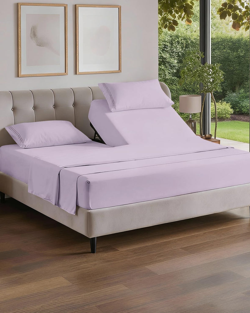 Flex Top Split Head King 4 Piece Sheet Set - Ultra-Soft - Light Lavender