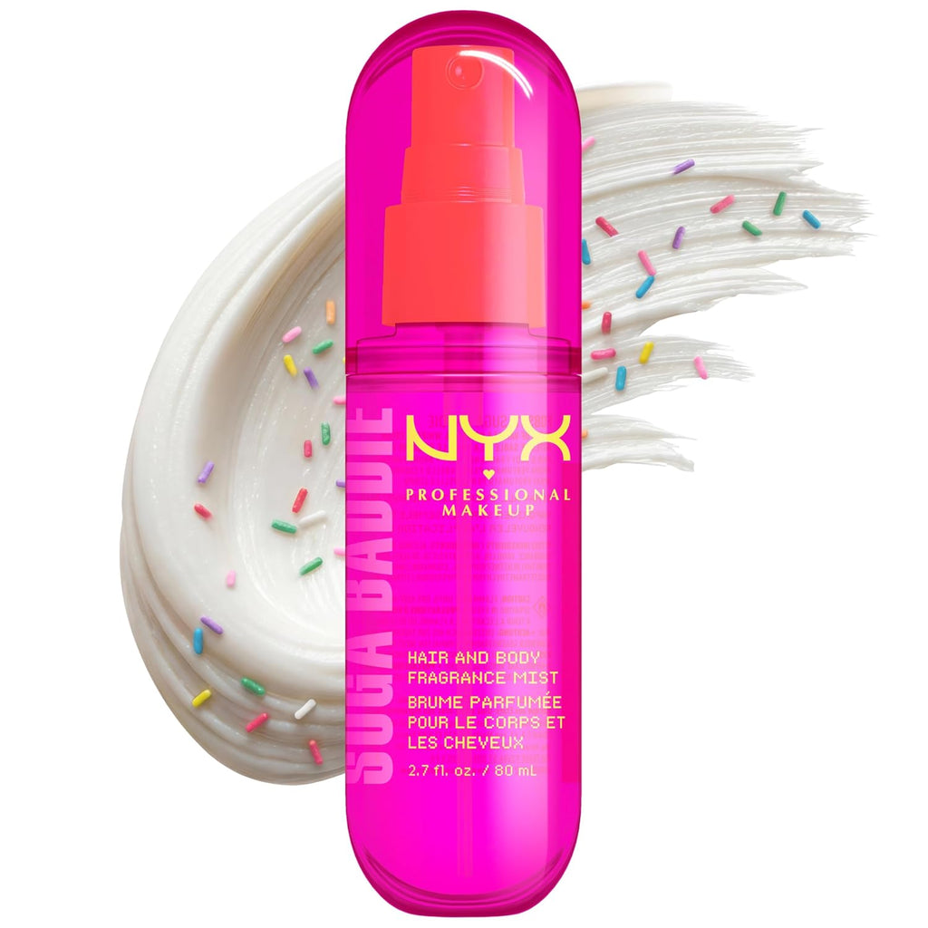 NYX PROFESSIONAL MAKEUP Fat Oil Fragrance Mist Perfume, Suga Baddie Vanilla & Whipped Cream Scent, Long Lasting Hair & Body Spray with Musk, Vegan & Cruelty Free, 2.7 fl oz