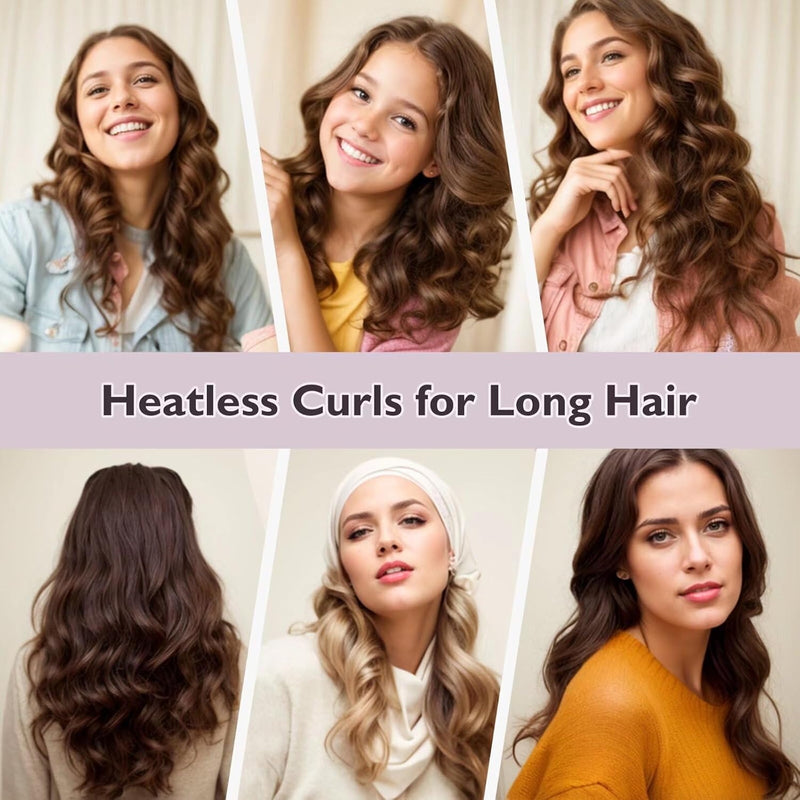 posicurly Rizadores de Cabello Nocturnos Rizos Sin Calor - 6 Piezas Varillas Rizadoras Sin Calor para Dormir con Pañuelo de Cabello de Satén