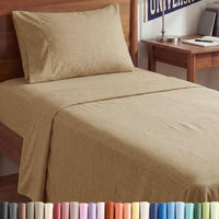 Twin XL 3 Piece Sheet Set - College Dorm Room Essentials - Heathered Tan