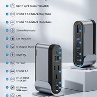 Baseus 17-in-1 Laptop Docking Station 3 Monitors with 4K HDMI+DP, USB C Docking Station with 7 USB, 1000Mbps Ethernet, 100W PD, Card Readers Compatible with Acer/HP/Lenovo/Mac/Dell