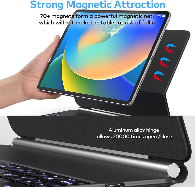 Funda con Teclado runelk para iPad Air 11" (M4/M3/M2) y Pro 11" - Negro