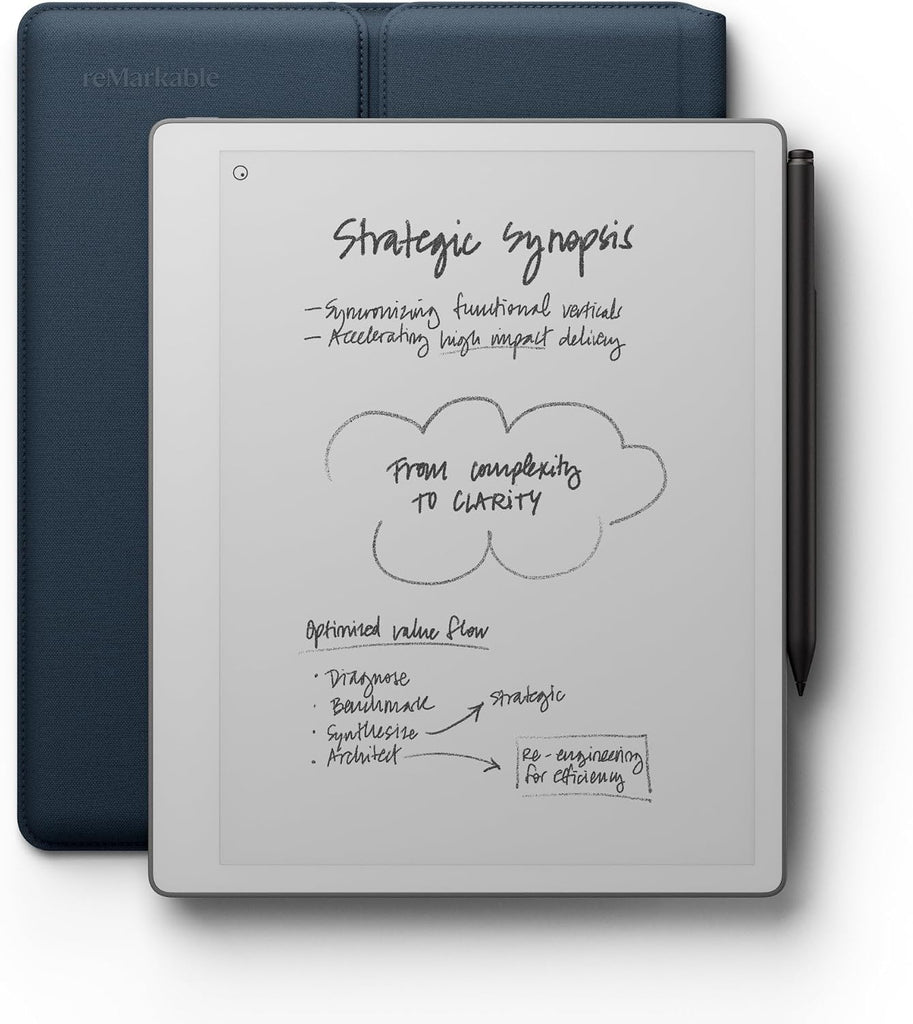 reMarkable Paper Pure with Marker Plus and Ocean Blue Sleeve Folio