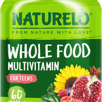 NATURELO NATURELO Multivitaminas para Adolescentes Niñas/Niños, 60 Cápsulas, Multivitamínico de Alimentos Integrales con Minerales, Sin OMG, Vegetariano