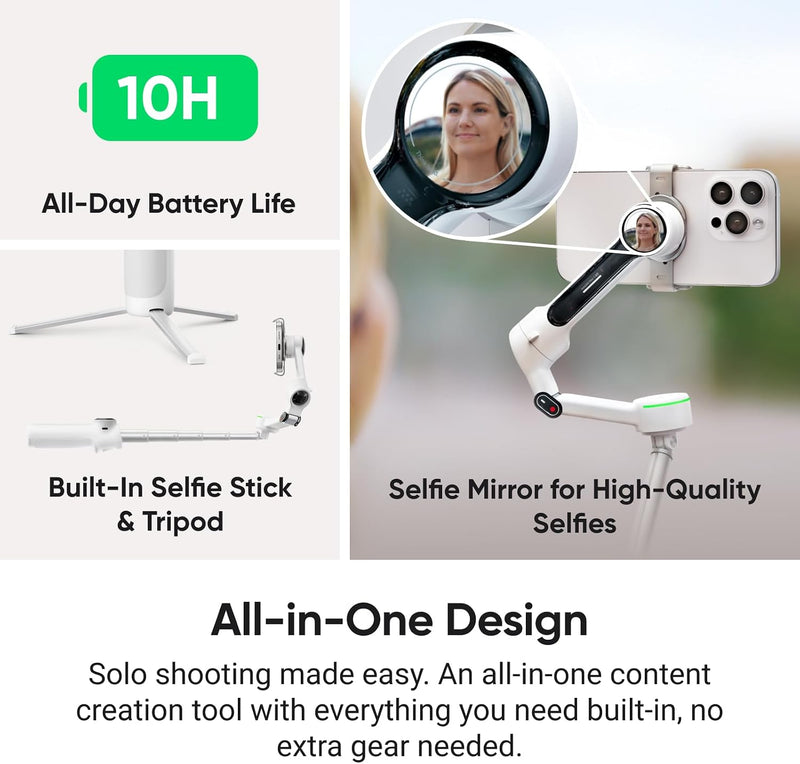 Insta360 Flow 2 Pro - Stone Grey — Estabilizador gimbal para celular con IA