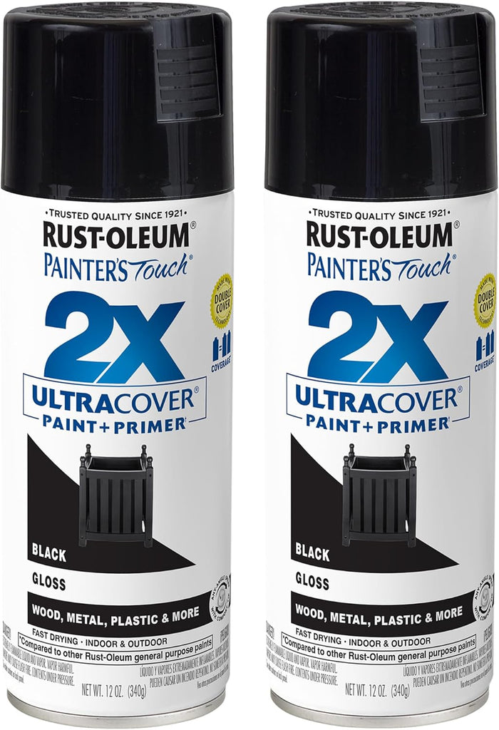 Rust-Oleum Painter's Touch 2X Ultra Cover Spray Paint, Gloss Black