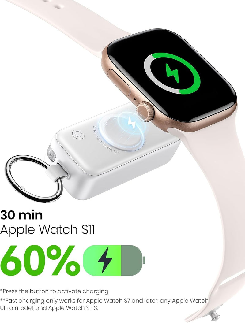 INIU SnapGo Portable Charger, 5000mAh Mini Power Bank for Apple Watch