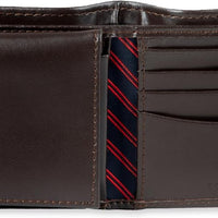 Tommy Hilfiger Men's Leather Wallet – Slim Bifold with 6 Credit Card Pockets and Removable ID Window, Casual Brown, One Size