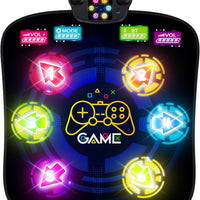 LZFYMXOK Dance Mat, Rhythm Step Dancing Challenge Playmat with 6 LED Lights-up, Built-in Music & Bluetooth, Electronic D