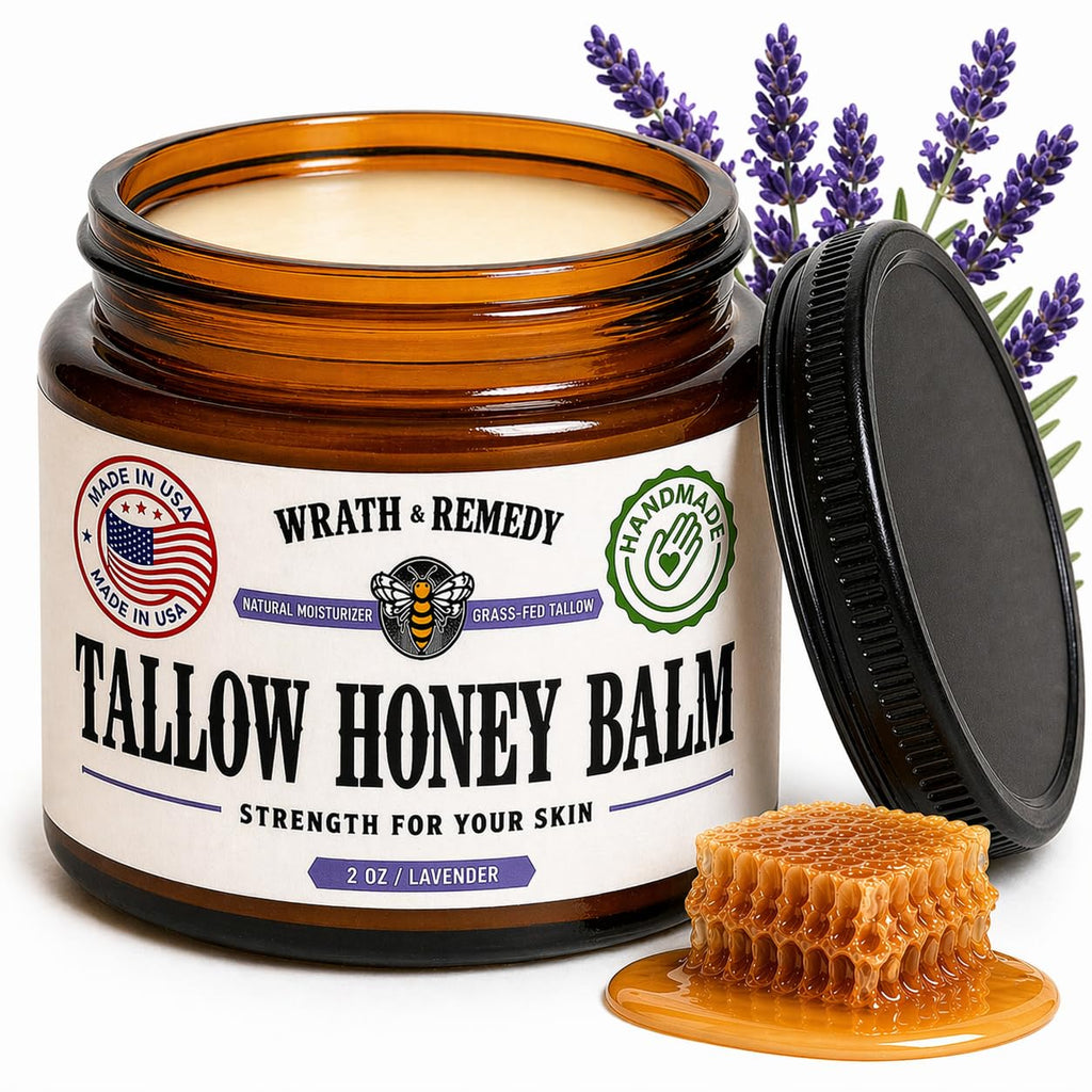 Organic Beef Tallow & Honey Balm for Skin - Concentrated, Lavender (2 OZ)