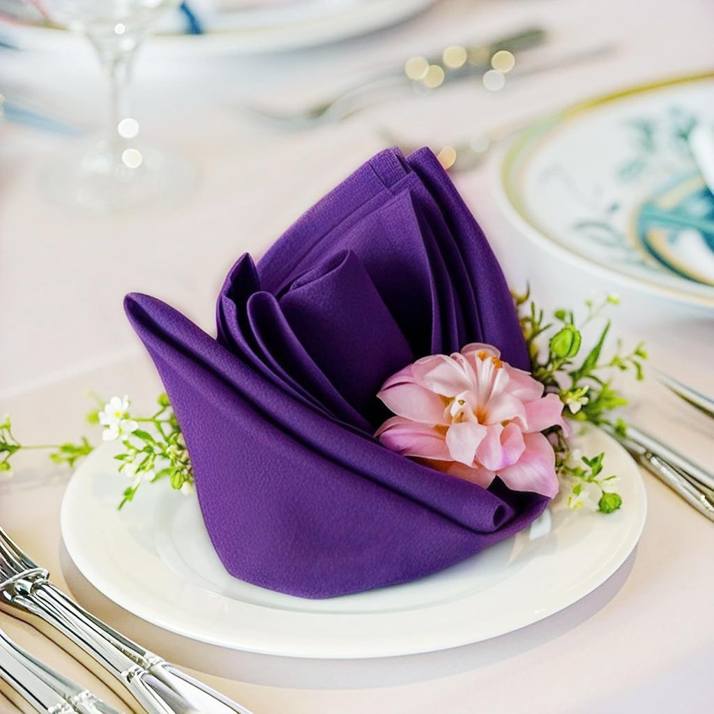 FOLINS&HOME Purple Cloth Napkins Set of 20, Decorative 20x20 Inch Napkins