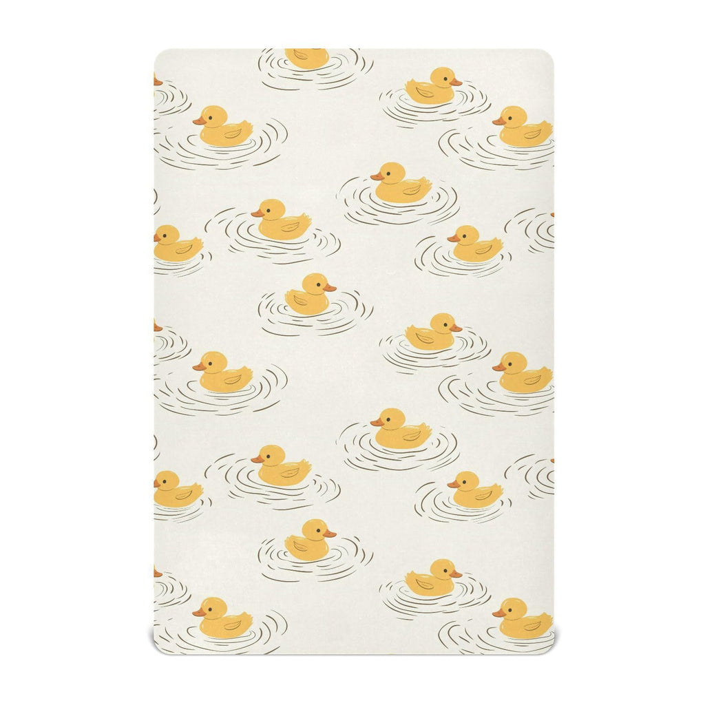 Cute Yellow Rubber Duck Crib Sheets for Boys Girls,Neutral Fitted Crib Sheets for Toddler Mattresses,Baby Nursery Sheet