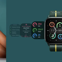 Motorola Moto Watch Fit, Fitness Tracker, GPS, Sleep Monitor, Black Dial & Green Band