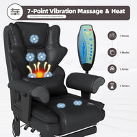 Silla ejecutiva de oficina con calefacción y masaje de 7 puntos, reposapiés