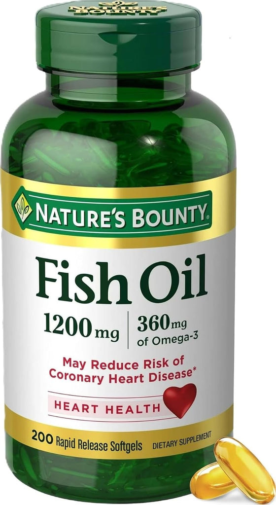 Nature's Bounty Fish Oil Omega 3 Supplements - Supports Heart Health, 1200 Mg Fish Oil, Omega-3, 200 Softgels (Pack of 1) - 200 Count (Pack of 1)