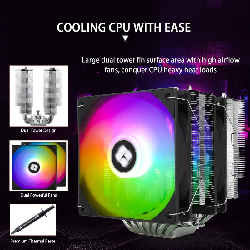 Thermalright PS120SE ARGB CPU Air Cooler, 7 Heat Pipes CPU Cooler,Dual 120mm TL-C12B-S V2 PWM Fan, AGHP 4.0 Technology, S-FDB Bearing, for AMD AM4 AM5/Intel 1700/1150/1151/1200, PC Cooler