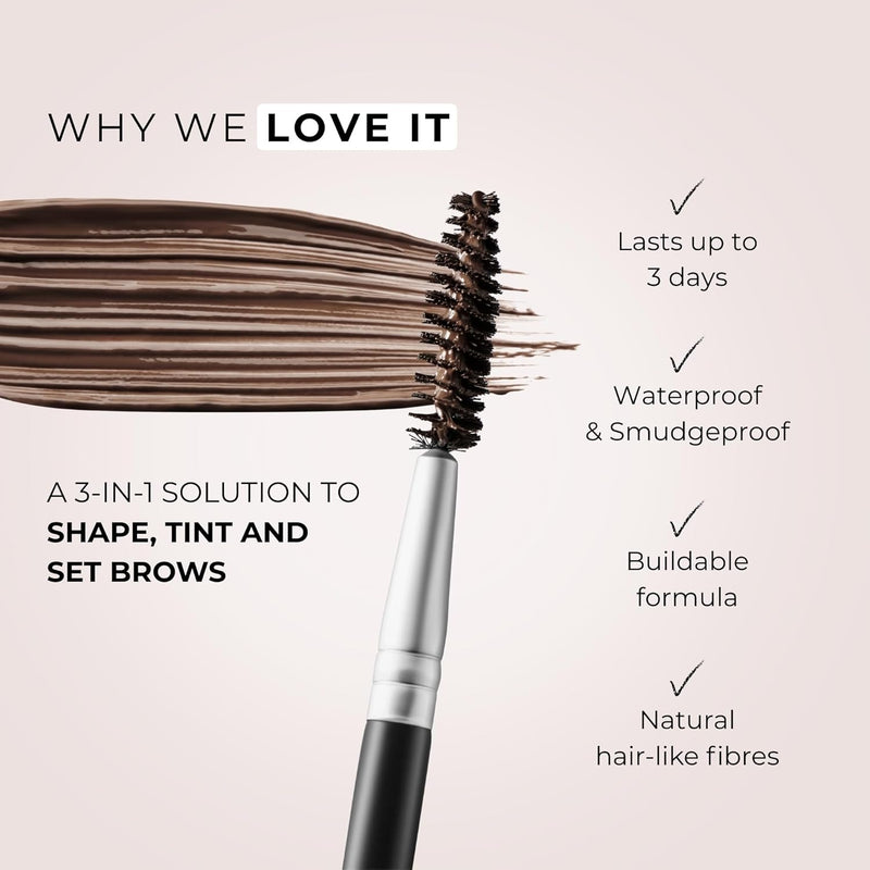 Gel para cejas WUNDERBROW, resistente al agua, a prueba de manchas, de larga duración, tono: morena, vegano y libre de crueldad animal