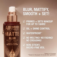 Charlotte Tilbury Airbrush Flawless Matte Setting Spray – Ulta-Fine Mist to Prime & Set Makeup Up to 16Hr – Oil and Shine Control with Blurring Matte Finish, Humidity & Waterproof