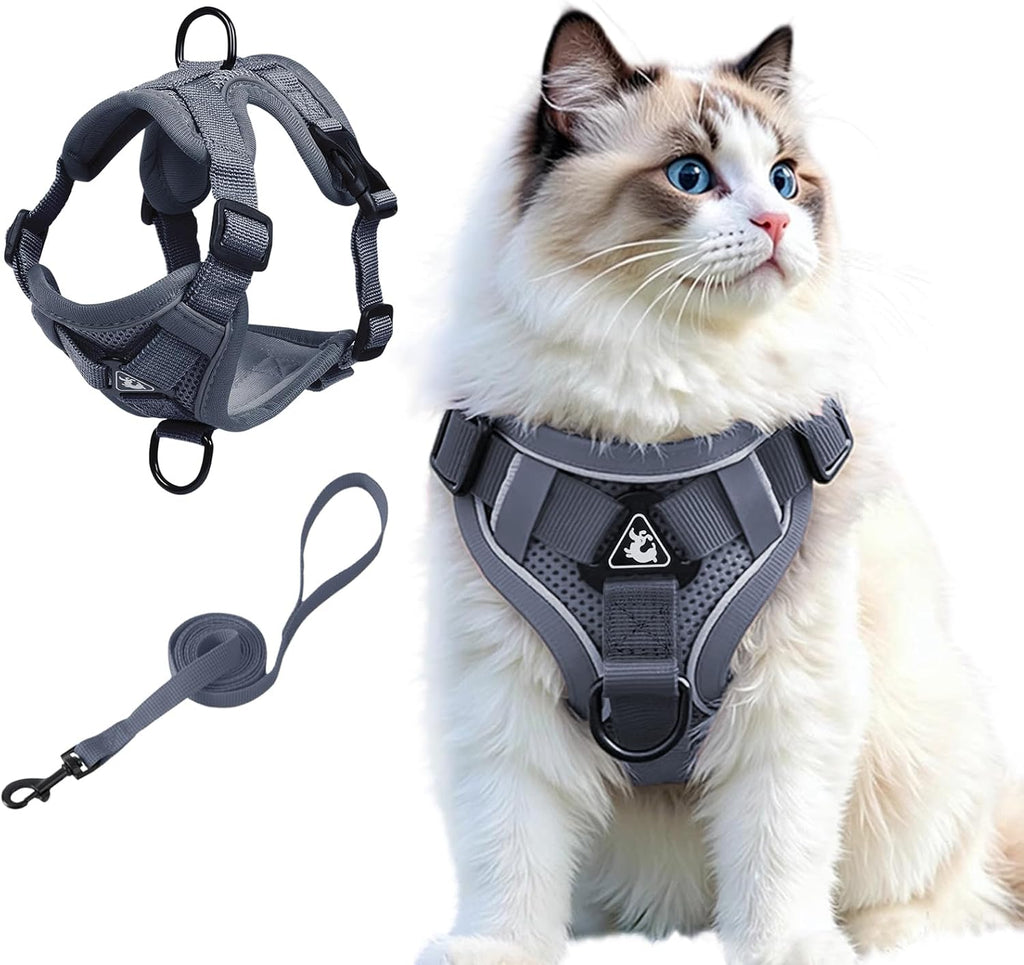 Cat Harness and Leash Set, Upgraded Escape Proof Adjustable Vest with Lead for Large Cat Small Dog Puppy Outdoor Walking
