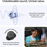Google Pixel Buds 2a - Wireless Bluetooth Earbuds - Fog