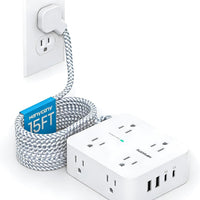 PD30W USB C Power Strip Surge Protector 15Ft, 1080J Desk Charging Station