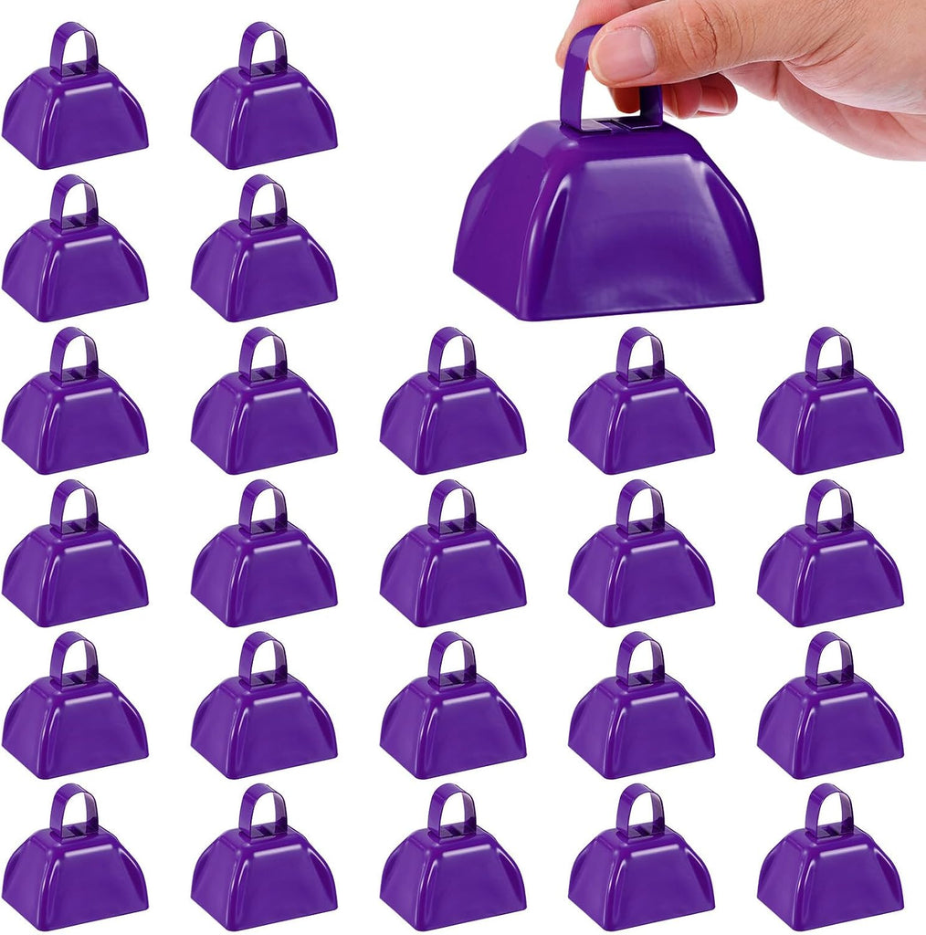 PATIKIL 24pcs Cow Bells for Football Games,3in Cowbells for Sporting Events Bulk Loud Noise Makers Metal Cow Bell with H